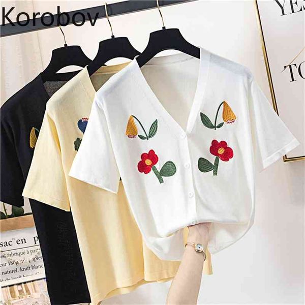 korobov thin flower embroidery korean cardigans v-neck short sleeve solid hollow out sweaters single breasted knit 78597 210430, White
korobov thin flower embroidery korean cardigans v-neck short sleeve solid hollow out sweaters single breasted knit 78597 210430, White
