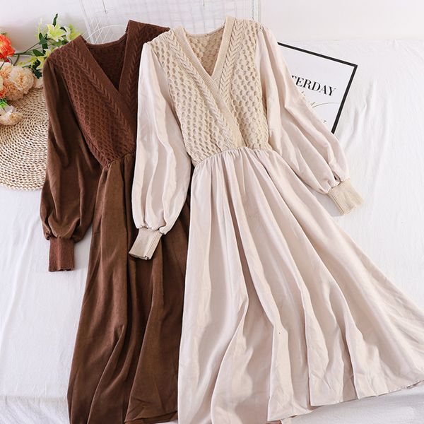casual dresses maxi es for women v-neck sweet slim fit robe fake two patchwork ribbed knitted vestidos 2021 korean fashion long mt, Black;gray
casual dresses maxi es for women v-neck sweet slim fit robe fake two patchwork ribbed knitted vestidos 2021 korean fashion long mt, Black;gray