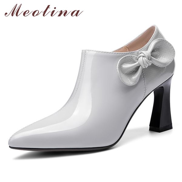 meotina high heel pumps women natural genuine leather hoof heels fashion shoes bow pointed toe zipper female footwear spring 210520, Black
meotina high heel pumps women natural genuine leather hoof heels fashion shoes bow pointed toe zipper female footwear spring 210520, Black