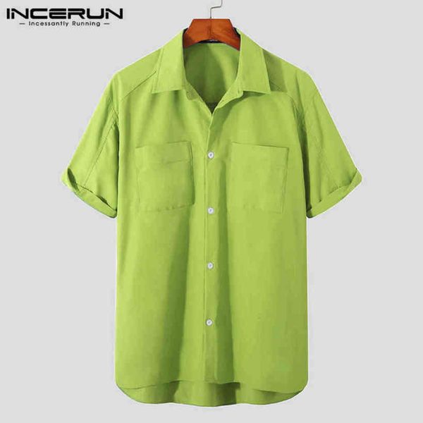 men casual shirt effen color streetwear turn down collar short mouwen loose fashion camisa masculina incerun s-5xl, White;black
men casual shirt effen color streetwear turn down collar short mouwen loose fashion camisa masculina incerun s-5xl, White;black