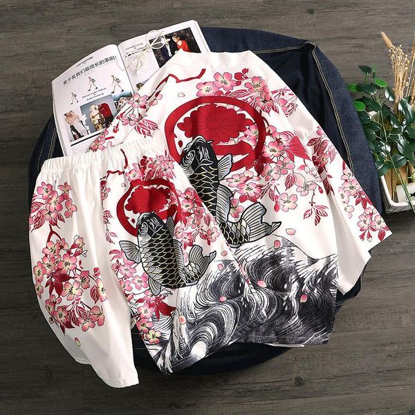 ethnic clothing men cardigan&shorts white print kimono gown summer two piece suit male casual streetwear loose yukata haori, Red
ethnic clothing men cardigan&shorts white print kimono gown summer two piece suit male casual streetwear loose yukata haori, Red
