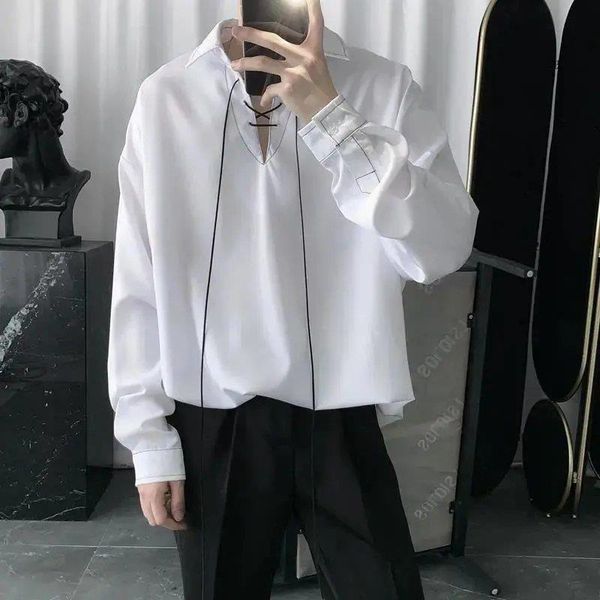 men's casual shirts 2021 summer korea harajuku street boys gothic bandage niche design preppy vintage gentle boy pullover shirt, White;black
men's casual shirts 2021 summer korea harajuku street boys gothic bandage niche design preppy vintage gentle boy pullover shirt, White;black