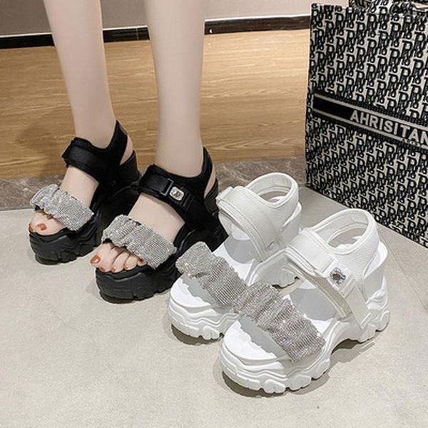 sandals crystal platform flat women 2021 fashion buckle strap thick bottom sandalias female summer sports sandal, Black
sandals crystal platform flat women 2021 fashion buckle strap thick bottom sandalias female summer sports sandal, Black