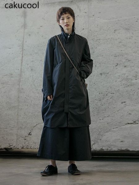 women's jackets cakucool 2021 autumn dark neutral wind arc shape fashion loose long windbreaker jacket men and women coat, Black;brown
women's jackets cakucool 2021 autumn dark neutral wind arc shape fashion loose long windbreaker jacket men and women coat, Black;brown