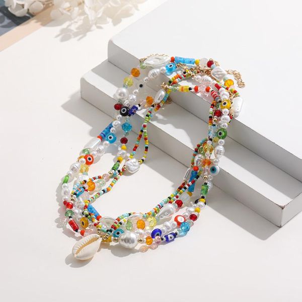 chokers bohemian transparent colorful evil eye beaded chain necklace for women shell irregular pearl handmade jewelry gift, Golden;silver
chokers bohemian transparent colorful evil eye beaded chain necklace for women shell irregular pearl handmade jewelry gift, Golden;silver