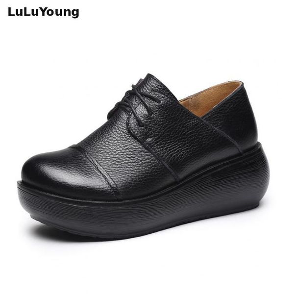 dress shoes spring autumn ethnic style genuine leather single women round toe wedges high heel lace up platform, Black
dress shoes spring autumn ethnic style genuine leather single women round toe wedges high heel lace up platform, Black