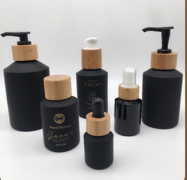 60ml 100ml frosted black matte bamboo shampoo cap refillable cosmetic container glass essential oil bottle essence vials lotion storage bott
60ml 100ml frosted black matte bamboo shampoo cap refillable cosmetic container glass essential oil bottle essence vials lotion storage bott