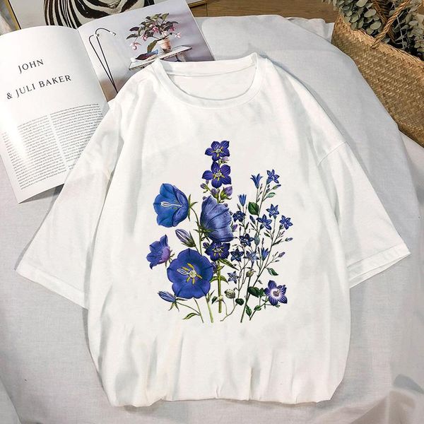 women's t-shirt women shirt womens floral summer wild plant clothes ladies short sleeve kawaii tees graphic printed tshirt female, White