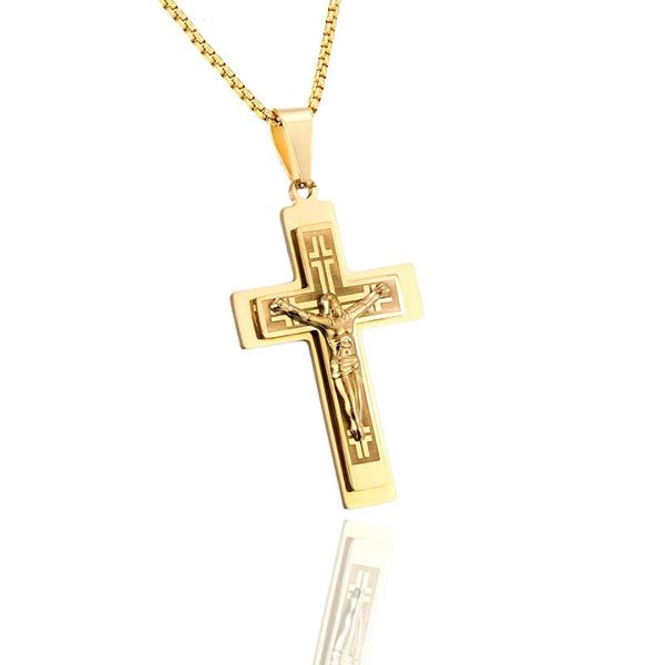 pendant necklaces fashion jesus cross for men vintage gold color stainless steel crucifix necklace male jewelry gift drop, Silver
pendant necklaces fashion jesus cross for men vintage gold color stainless steel crucifix necklace male jewelry gift drop, Silver