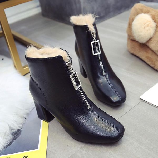 boots vogue square high heels ankle warm plush winter zipper ladies shoes woman pu leather lace up women, Black
boots vogue square high heels ankle warm plush winter zipper ladies shoes woman pu leather lace up women, Black