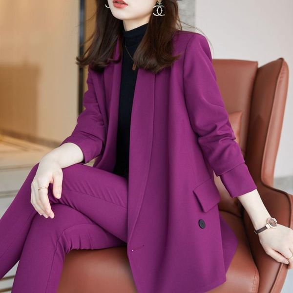 women's two piece pants korean office suit skirt autumn and winter elegant long sleeve loose jacket purple, White
women's two piece pants korean office suit skirt autumn and winter elegant long sleeve loose jacket purple, White