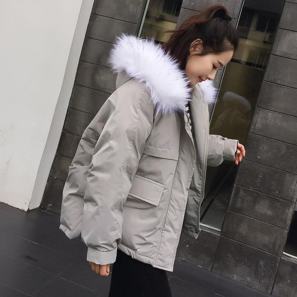 women's trench coats korean fashion winter down jacket short style fur hooded parka long sleeve female warm snow wear pink overcoat, Tan;black
women's trench coats korean fashion winter down jacket short style fur hooded parka long sleeve female warm snow wear pink overcoat, Tan;black