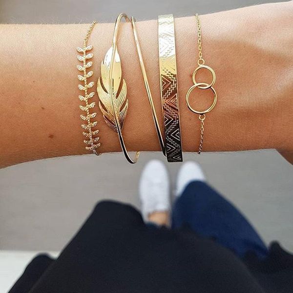 5pcs/set bohemian gold color moon leaf crystal opal open bracelet set for women punk boho beach bangle jewelry gift link, chain, Black
5pcs/set bohemian gold color moon leaf crystal opal open bracelet set for women punk boho beach bangle jewelry gift link, chain, Black
