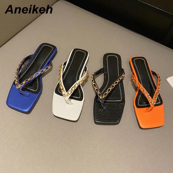 slippers aneikeh fashion square open toe flat heel women mules concise pu metal chain shallow flip flops outside leisure shoes, Black
slippers aneikeh fashion square open toe flat heel women mules concise pu metal chain shallow flip flops outside leisure shoes, Black