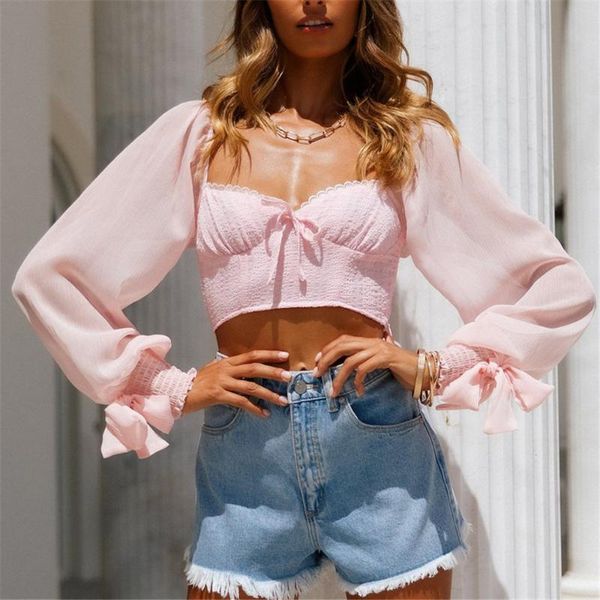 women's blouses & shirts csmdtyjl pink tie front and square collar puff sleeve elegant vintage shirt chic, White
women's blouses & shirts csmdtyjl pink tie front and square collar puff sleeve elegant vintage shirt chic, White