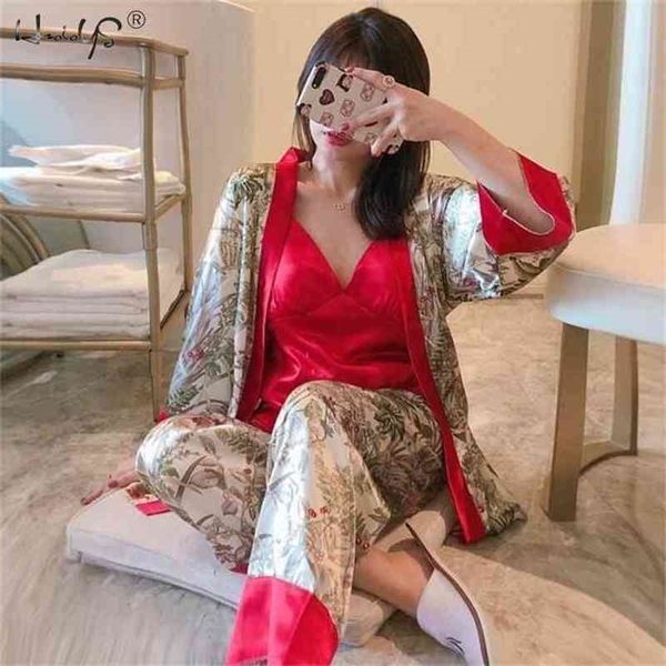women pajamas female autumn winter silky ice silk sleepwear woman long-sleeve three-piece pajama sets 210924, Black;red
women pajamas female autumn winter silky ice silk sleepwear woman long-sleeve three-piece pajama sets 210924, Black;red
