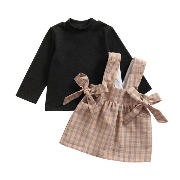 clothing sets 2 pcs casual outfits, girls solid color long sleeve round neck pullover + plaid overalls with pockets, bows, White
clothing sets 2 pcs casual outfits, girls solid color long sleeve round neck pullover + plaid overalls with pockets, bows, White