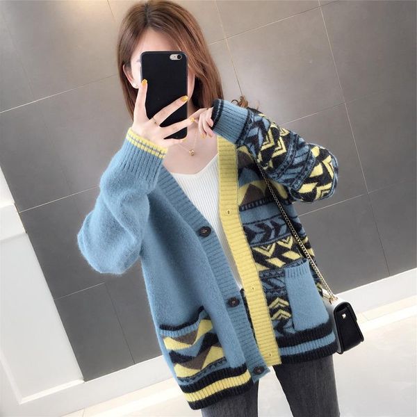 women's knits & tees korean of the sweater coat autumn winter 2021 loose pocket v-neck color matching knitted female cardigan top, White
women's knits & tees korean of the sweater coat autumn winter 2021 loose pocket v-neck color matching knitted female cardigan top, White
