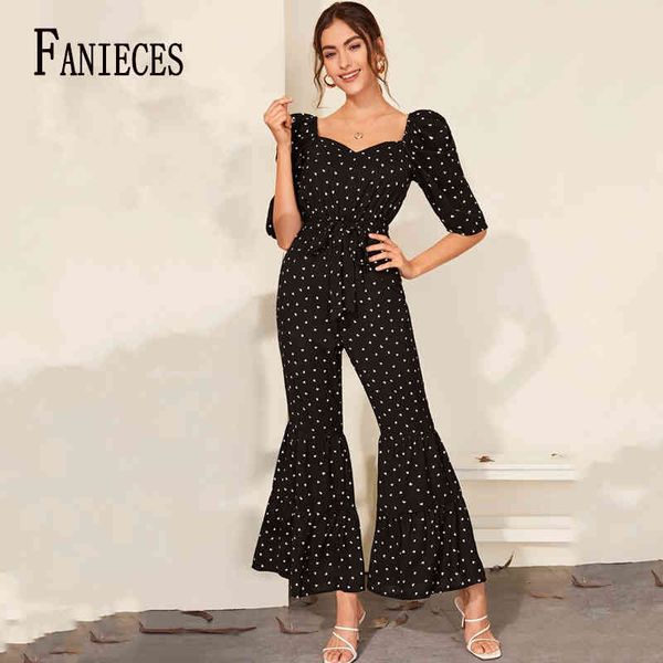 women jumpsuits rompers summer casual dot print o-neck sashes overalls halt sleeve flare pants loose 210520, Black;white
women jumpsuits rompers summer casual dot print o-neck sashes overalls halt sleeve flare pants loose 210520, Black;white