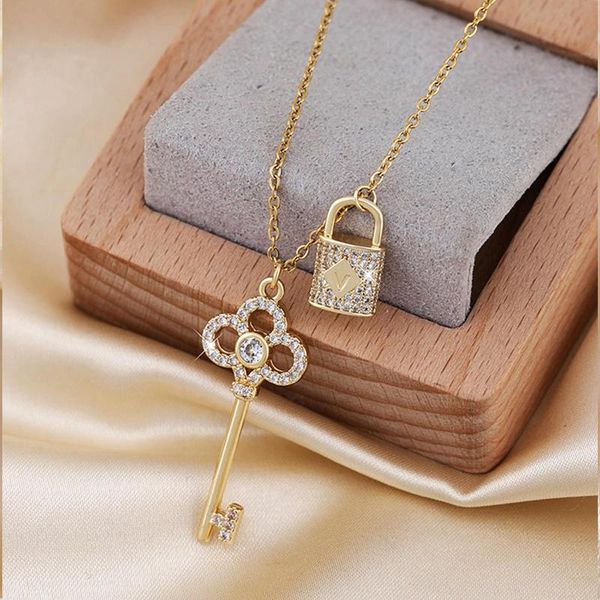 pendant necklaces 2021 japan and south korea fashion ladies party key lock alloy inlaid zircon personality temperament clavicle chain neckla, Silver
pendant necklaces 2021 japan and south korea fashion ladies party key lock alloy inlaid zircon personality temperament clavicle chain neckla, Silver