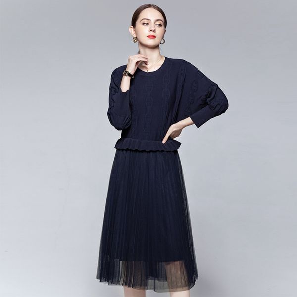 dress dressautumn and winter femininity elegant round neck long sleeve ruffle mesh knitted woolen, Black;gray
dress dressautumn and winter femininity elegant round neck long sleeve ruffle mesh knitted woolen, Black;gray