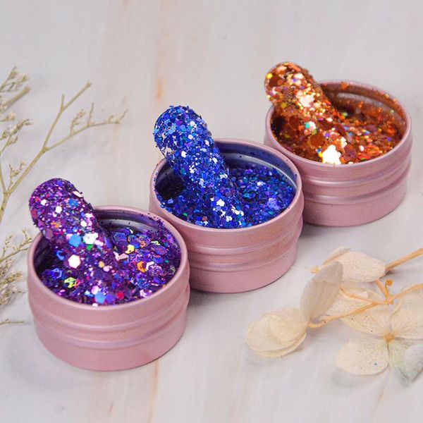 nail glitter iridescent art sequins silver diy chrome powder sparkly hexagon chunky flakes manicures decorations, Silver;gold