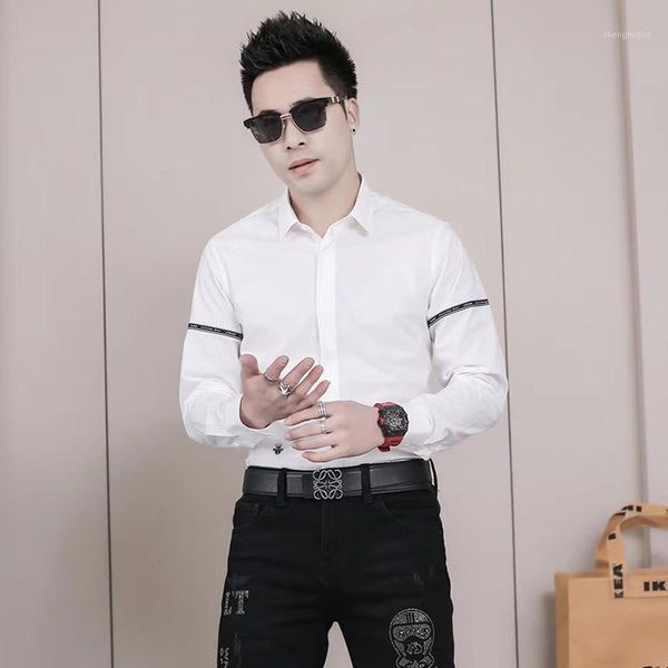 men's dress shirts spring 2021 slim tencel cotton no iron business shirt crown bee embroidery long sleeve, White;black
men's dress shirts spring 2021 slim tencel cotton no iron business shirt crown bee embroidery long sleeve, White;black