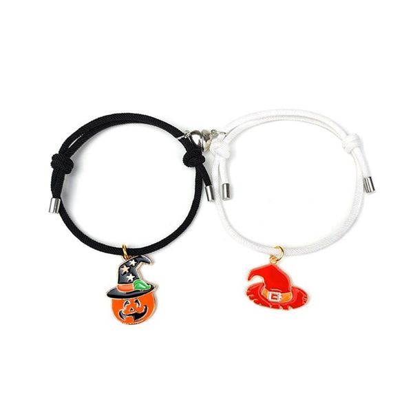 charm bracelets 2pcs love magnets attract halloween couple bracelet with pumpkin/ghost/hat pendant braided gift for men women, Golden;silver
charm bracelets 2pcs love magnets attract halloween couple bracelet with pumpkin/ghost/hat pendant braided gift for men women, Golden;silver