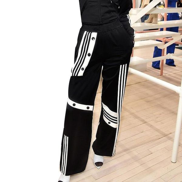 women's pants & capris casual satin side button striped women black high waist straight sweatpants pantalon femme streetwear, Black;white
women's pants & capris casual satin side button striped women black high waist straight sweatpants pantalon femme streetwear, Black;white