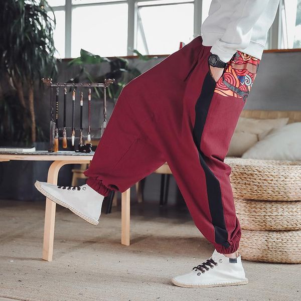 men chinese style printed cross pants mens 2021 wide leg loose trousers male oversize japan harem streetwear men's, Black
men chinese style printed cross pants mens 2021 wide leg loose trousers male oversize japan harem streetwear men's, Black
