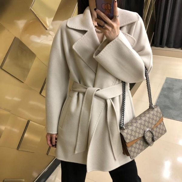 women's wool & blends designer's version 2021 spring and autumn double-sided cashmere coat gas belted ladies, Black
women's wool & blends designer's version 2021 spring and autumn double-sided cashmere coat gas belted ladies, Black