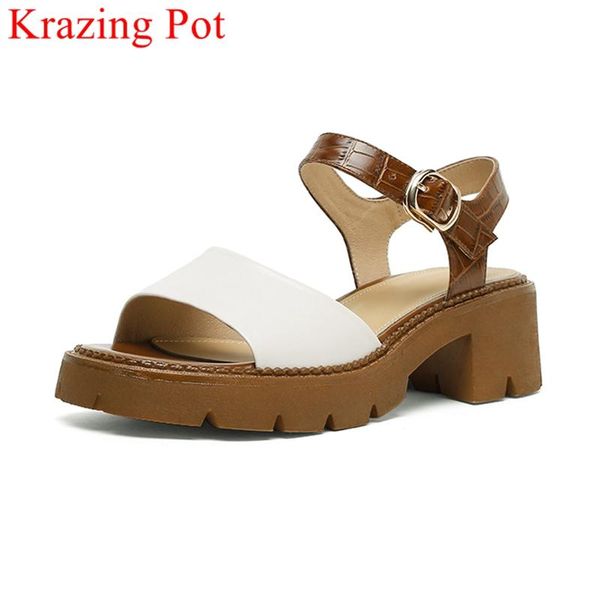 dress shoes krazing pot fashion genuine leather high heels summer buckle straps platform party concise office lady women sandals l9f3, Black
dress shoes krazing pot fashion genuine leather high heels summer buckle straps platform party concise office lady women sandals l9f3, Black