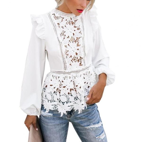 women's blouses & shirts women blouse ruffle hollow design long sleeve fashion female floral lace elegant office lady blusas, White
women's blouses & shirts women blouse ruffle hollow design long sleeve fashion female floral lace elegant office lady blusas, White