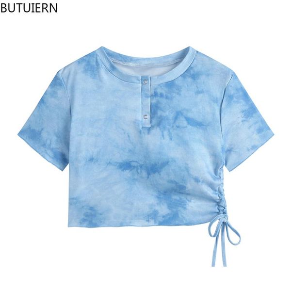 women's blue tie dye t shirt drawstring lace-up short sleeve retro y2k sheath crop tees high street fashion 2021 summer t-shirt, White
women's blue tie dye t shirt drawstring lace-up short sleeve retro y2k sheath crop tees high street fashion 2021 summer t-shirt, White