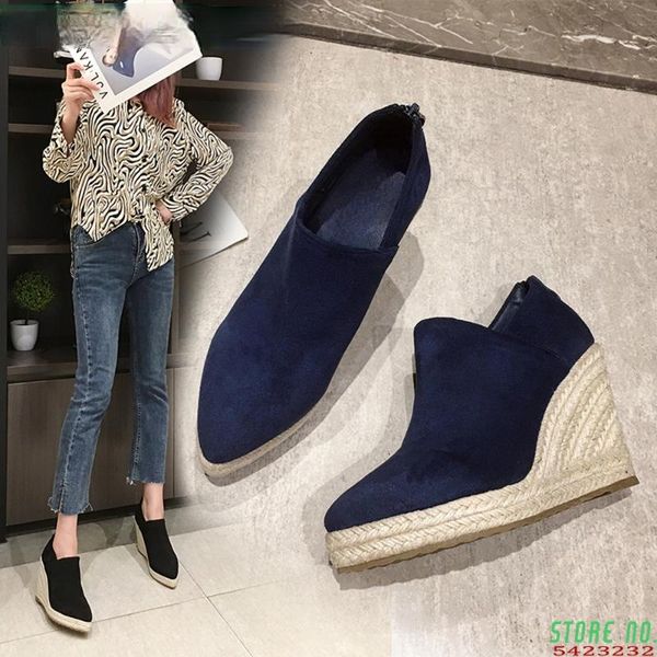 boots brand wedges women shoes flock platform ankle pointed toe casual high heels weaving fashion female zapatillas mujer, Black
boots brand wedges women shoes flock platform ankle pointed toe casual high heels weaving fashion female zapatillas mujer, Black