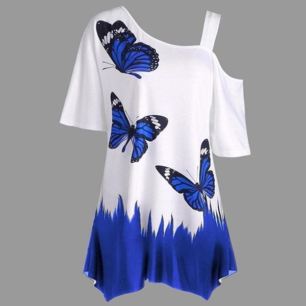 women's t-shirt 2021 summer women casual t-shirts butterfly printed tee one shoulder irregular female big plus size loose streetwear, White
women's t-shirt 2021 summer women casual t-shirts butterfly printed tee one shoulder irregular female big plus size loose streetwear, White