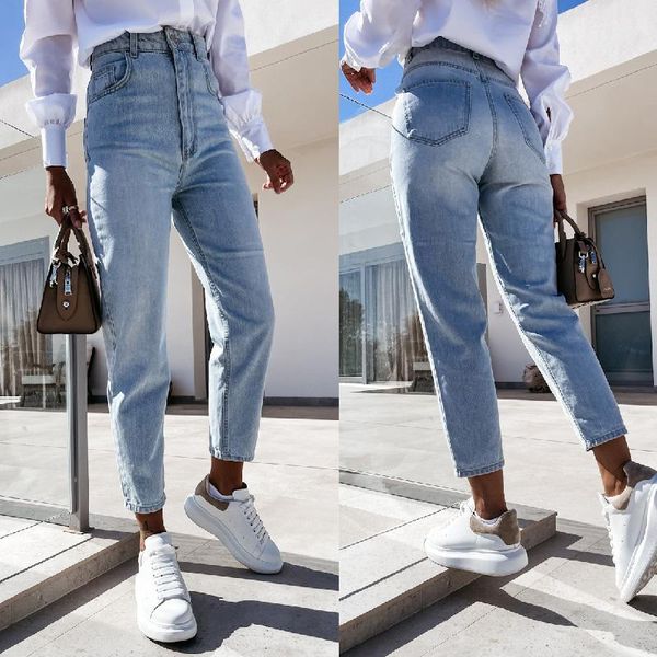 women's jeans spring and autumn fashion leisure temperament pocket high waist washing small foot women, Blue
women's jeans spring and autumn fashion leisure temperament pocket high waist washing small foot women, Blue