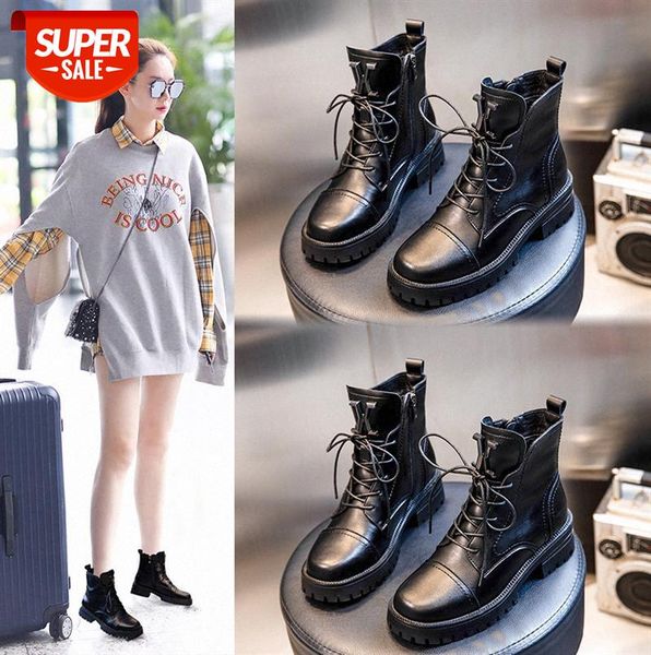 shoes women british style mid-tube leather martin boots women's thick heel round toe short trend #9r19
shoes women british style mid-tube leather martin boots women's thick heel round toe short trend #9r19