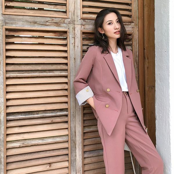 women's suits & blazers women pant fashion double breasted pink suit blazer pants two-piece business office lady, White;black
women's suits & blazers women pant fashion double breasted pink suit blazer pants two-piece business office lady, White;black