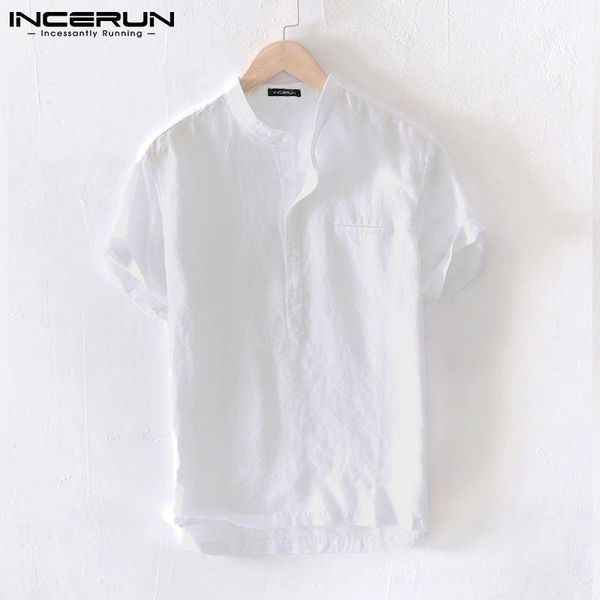 men's casual shirts incerun solid color men shirt stand collar cotton short sleeve streetwear harajuku clothing summer 2021 camisas s-3, White;black
men's casual shirts incerun solid color men shirt stand collar cotton short sleeve streetwear harajuku clothing summer 2021 camisas s-3, White;black