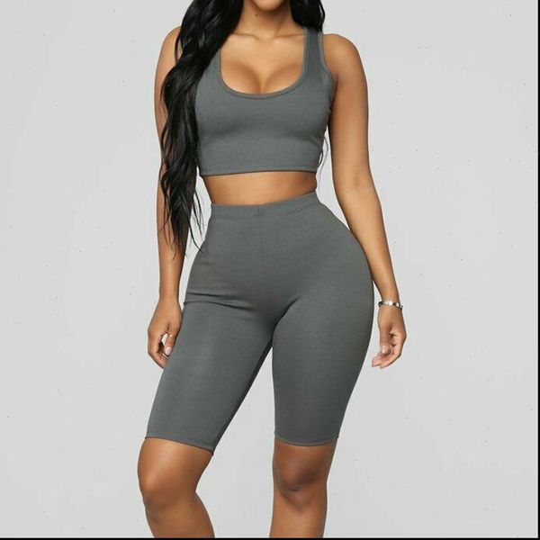 two piece set summer casual womens tracksuits sports gym running skinny clothing solid workout sleeveless crop and pants, Gray
two piece set summer casual womens tracksuits sports gym running skinny clothing solid workout sleeveless crop and pants, Gray
