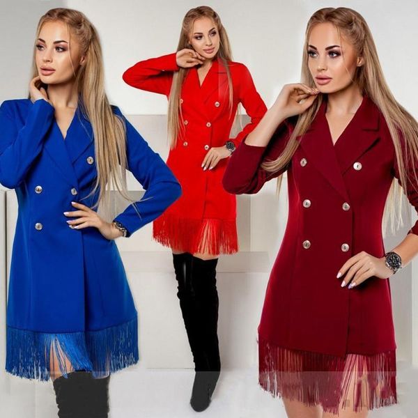 in stock ladies double-breasted slim-fit dress tassled suit office lady mini tassel womens fashion clothing casual dresses, Black;gray
in stock ladies double-breasted slim-fit dress tassled suit office lady mini tassel womens fashion clothing casual dresses, Black;gray