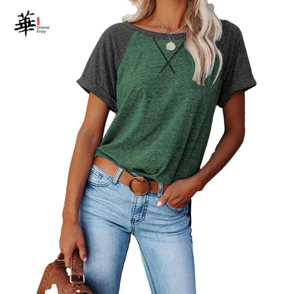 women's t-shirt women summer casual arrival loose o-neck splice cotton for girls, White
women's t-shirt women summer casual arrival loose o-neck splice cotton for girls, White