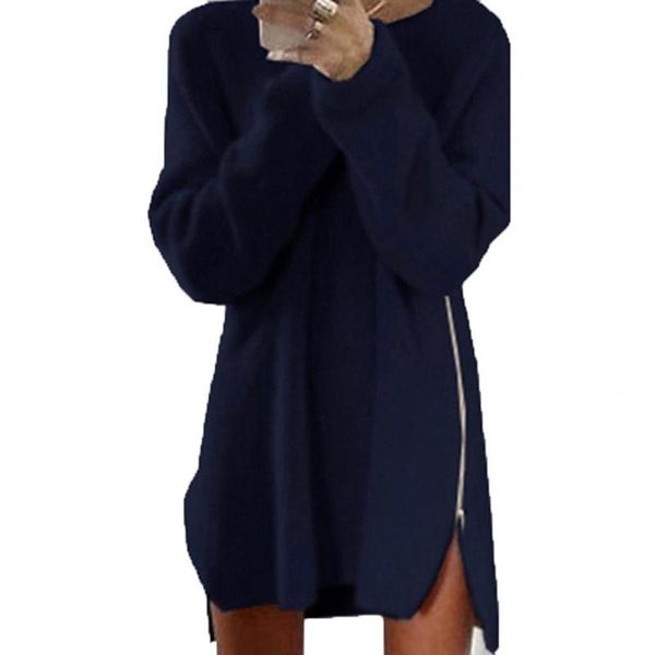 casual dresses drop women dress solid color sideway zip long sleeve o neck fashion mini sweater for spring 2021, Black;gray
casual dresses drop women dress solid color sideway zip long sleeve o neck fashion mini sweater for spring 2021, Black;gray
