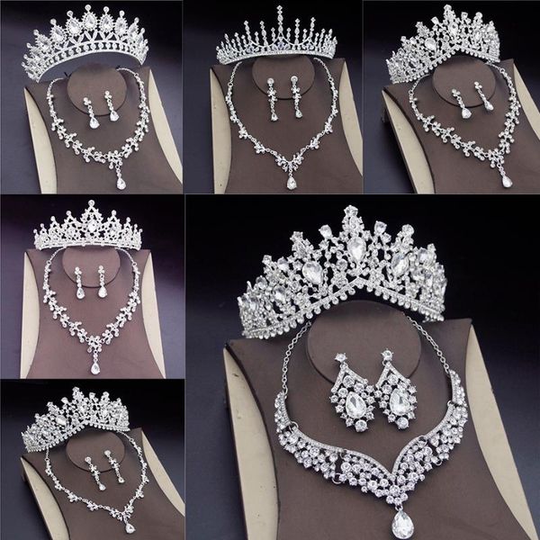 earrings & necklace gorgeous costume bridal jewelry sets for women water drop crystal african tiara crown earring wedding set, Silver
earrings & necklace gorgeous costume bridal jewelry sets for women water drop crystal african tiara crown earring wedding set, Silver