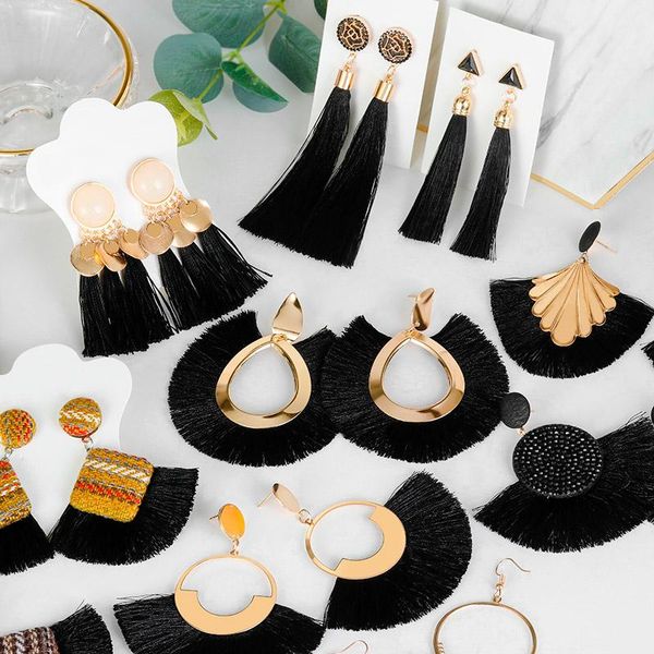 dangle & chandelier fashion bohemian tassel earrings for women 2021 cotton silk fabric long fringe black drop female jewelry, Silver
dangle & chandelier fashion bohemian tassel earrings for women 2021 cotton silk fabric long fringe black drop female jewelry, Silver
