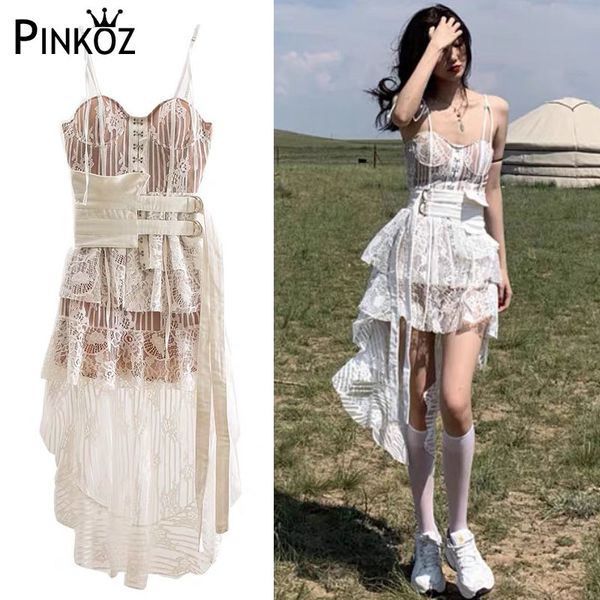designer women spring summer backless spaghetti strap sleeveless dress lace asymmetrical casual with belt 210421, White
designer women spring summer backless spaghetti strap sleeveless dress lace asymmetrical casual with belt 210421, White