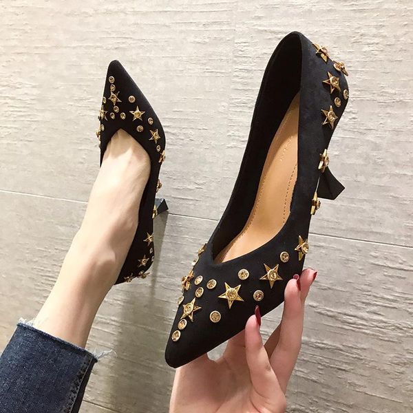 dress shoes fashion shallow rivet metal decoration pointed toe woman casual spring autumn pumps, Black
dress shoes fashion shallow rivet metal decoration pointed toe woman casual spring autumn pumps, Black