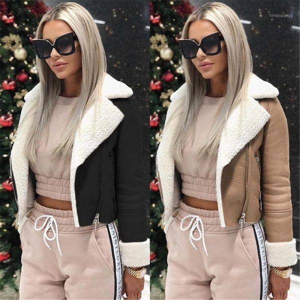 jacket women 2021 lapel suede leather buckle cool outerwear faux lamb wool motorcycle zipper coat winter clothes female women's jackets, Black;brown
jacket women 2021 lapel suede leather buckle cool outerwear faux lamb wool motorcycle zipper coat winter clothes female women's jackets, Black;brown