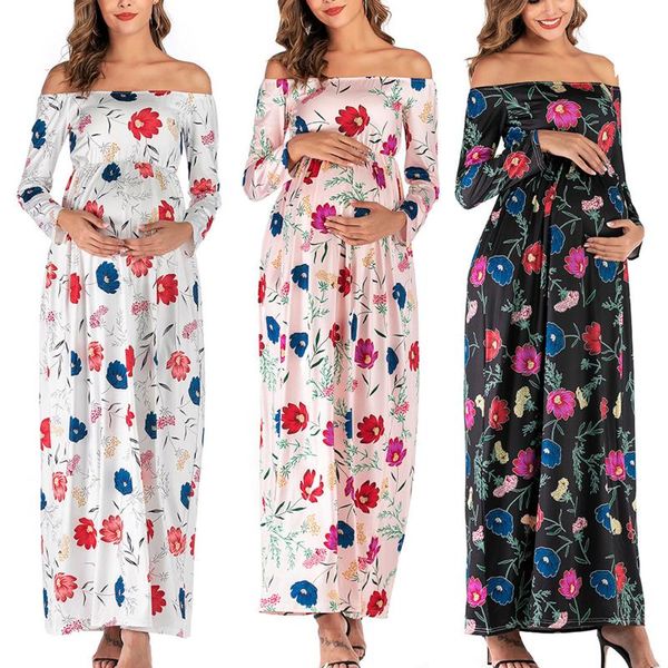 maternity dresses word-shoulder long sleeve flowers print pregnancy dress length-skirt fashion clothes, White
maternity dresses word-shoulder long sleeve flowers print pregnancy dress length-skirt fashion clothes, White